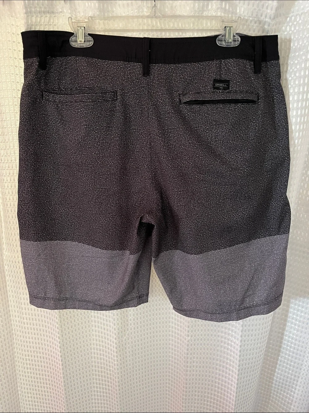 O'Neill Hybrid Stretch Walk Shorts Gray Black Stripe Size 36 Performance